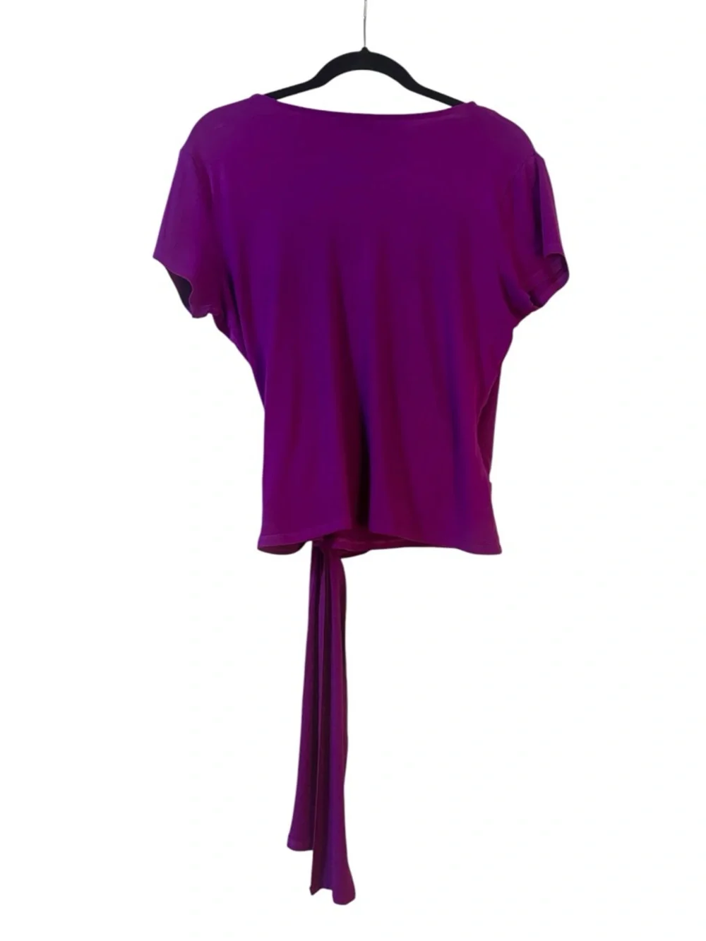 Vince Camuto Faux Wrap Top Tie Waist Cap Sleeve Blouse Purple Size M - Picture 4 of 7